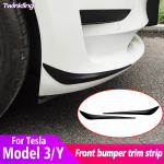 Car Front Bumper Anti-Collision Strip Front Corner guard Protective Cover Decoration Accessories For Tesla 2022 Model 3 Model Matte Black Handle