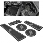 Cup Holder ert Coasters Center Console Liner Trim Mats Non-Slip Silicone Gray