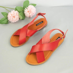 Naiste Sandaalid Nahast Daamide Kingad Suvine Moodne Disain Tasane P&otilde;hi Ristuv Pandlaga Avatud Varvas Suur Suurus 37-41 Sapatos Femininos 37 punane
