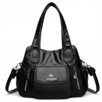 Kvaliteetsed naiste kandekotid mitme lukuga tasku ja reguleeritava &otilde;larihmaga Pehmest nahast &otilde;la- ja crossbody-kott 36cm 13cm 28cm must