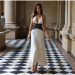 Naiste kaelarihmaga pitsist patchwork kleit rannareisiks suveks uus stiil kleit v&ouml;&ouml;kohta r&otilde;hutav temperament pikk varrukateta slim fit naiste kleit S valge