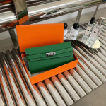 Esimene kiht lit&scaron;i muster veisenahast kott sidurikott nahast pikk rahakott (08-20KL) Not equipped with chain orange