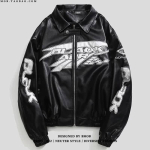 Rogue Retro Hip Hop Nahast V&otilde;idus&otilde;idujakk: Trendikas unisex s&uuml;gisene mootorrattastiil M must