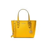 Michael Kors Mk Jet Set Travel Logo Ripats &Uuml;hev&auml;rviline T&otilde;mblukuga Kinnitus Nahast T&otilde;mblukuga Kott Naiste tote Jasmine-Kollane 35T9GTVT0L-3083 Basic Set (Bag+Dust Bag)
