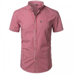 Meeste v&auml;ike ruuduline n&ouml;&ouml;biga s&auml;rk suvine uus l&uuml;hikeste varrukatega Slim Fit Meeste kleit-s&auml;rgid vabaaja t&scaron;ekkidega Gingham Chemise Homme M