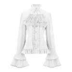 Naiste Retro Top Steampunk stiilis k&otilde;rge kaelusega Vibu kaunistuspits Puuv&auml;rvi Pikk kellukujuline varrukas &Uuml;he n&ouml;&ouml;pidega Kortsus Volditud Cosplay Esitusjakk XXL