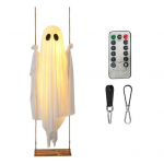 Rippuv kiikuv kummituse kaunistus Halloweeni suur kiikuv kummitus n&ouml;&ouml;ripirnidega V&auml;litingimustes &otilde;udne valgustav valge kummitus esitrepi, hoovi, puu kaunistuseks A