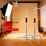 3,3 m roostevabast terasest kaasaskantav fotostatiiv pikendatava C-t&uuml;&uuml;pi k&auml;e ja maagilise jalaga 2.8m Stainless Steel Light Stand