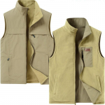 Kahepoolne vest meeste v&auml;livest Multi-bag pluss samet paks vest polaarfliisist vest L khaki