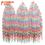 FASHION IDOL 24 tolli 300g/3tk Ariel VeeLaine Keerutatud Heegeldatud Juuksed S&uuml;nteetilised Punutised Juuksepikendused Ombre Pruun Punumiskurviga Juuksed (as the picture,24inches-300g) black