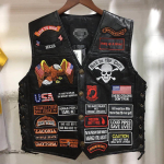 Meeste 42 Tikitud M&auml;rgiga Ehtsa Nahaga Vest Harley Stiilis Mootorratturi Biker V&auml;lisr&otilde;ivad Vabaaja Varrukateta Jakk XXXXL must