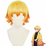 Anime Zenitsu Agatsuma Cosplay Parukas L&uuml;hike Kuldne Kuumakindel Juustest Kost&uuml;&uuml;m Parukad + Parukakate (as the picture,One Size)