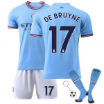 Manchester City De Bruyne Nr.17 S&auml;rk 2022/2023 Kodune Jalgpallis&auml;rk T&auml;iskasvanute F&auml;nnide Versioon 110-120 cm