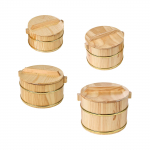 Puidust aurutatud riisikupp Sushi riisikauss Korduvkasutatav mittenakkuv &uuml;mmargune riisikauss kaanega Restorani eelroogade suupistete jaoks 16cmx16cmx11cm
