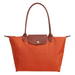 LONGCHAMP Le Pliage Pol&uuml;amiidist L&otilde;uend Nahkdetailidega Ostukott, K&auml;ekott, &Otilde;lakott Naistele Oranž One Size oranž