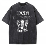 Serial Experiments Lain Lain Iwakura Vintage Pesitud &Uuml;lem&otilde;&otilde;duline T-s&auml;rk | Cyberpunk Anime Streetwear T-s&auml;rk S