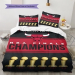 Chicago Bulls Mustriga Voodipesukomplekt Tekikate Padjap&uuml;&uuml;r Kodu Dekoor Kingitus (1 * tekikott + 2 * padjap&uuml;&uuml;ri, ilma s&uuml;damikuta) 135x200cm black