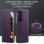 S&uuml;sinikkiudmustriga nahast magnetiline telefoni&uuml;mbris Samsung Galaxy Z Fold 8Ultra 7 jaoks, &auml;riakna vaatega, juhtmevaba laadimise kate Galaxy Z Fold 8Ultra lilla