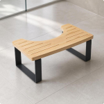 Tualettruumi taburet puidust istmega madal jalatool kompaktne puit Wood beige