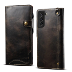 100% Ehtne Nahast &Uuml;mbris Samsung Galaxy S26 S25 24 23 Ultra S22 S21 S20 Plus Note 20 Ultra jaoks Kaarditasku Nahast Rahakott Pehme Kate For Samsung Galaxy S24 Ultra must