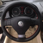Volkswagen Golf 5 Mk5 Passat B6 Tiguan 2007 - 2011 jaoks Punutud Auto Roolikate Mikrokiudnahast Autotarvikud Black Thread gray