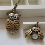Vintage pronks Retro Slide Smart Owl ripats pika ketiga kaelakee taskukell