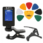 Kitarri t&ouml;&ouml;riistakomplekti tuuner Capo Plectrum hoidik 7 valikut kitarritarvikuid