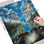 Teemantmosaiigiga maastik t&auml;isringi teemanttikandid Fantaasia 5D DIY teemantmaal 20X30