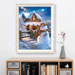 Teemanttikandid &Uuml;mmargune teemantmaal Ristpistes Lumememm v&auml;ljaspool maja Pilt Rhinestones 20X30CM