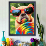 Teemant 5D DIY Teemantmaal  Lollipop Puppy  Teemanttikandid Ristpistes Rhinestone 20X30CM