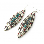 Les Tr&eacute;sors De Lily [M4184] - Boucles Cr&eacute;ateur 'Alta&iuml;' rouge turquoise mitmev&auml;rviline