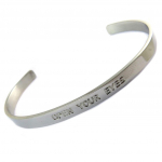 7bis [P3917] - Bracelet artisanal acier 'Messages' (Open your eyes) argent&eacute; - 5 mm h&otilde;be