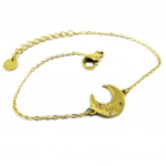 Les Tr&eacute;sors De Lily [P7960] - Bracelet cr&eacute;ateur Acier 'Lune Etoil&eacute;e' blanc dor&eacute; - 10x10 mm kuld