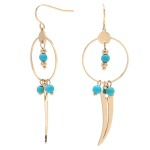 Les Tr&eacute;sors De Lily [Q5040] - Boucles cr&eacute;ateur acier 'Boho' turquoise dor&eacute; - 55x20 mm t&uuml;rkiissinine