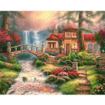 T&auml;ielik 5D Teemantmaaling Woods River Drill Tikand Ristpistes Kodukaunistus K&auml;sitsi valmistatud kingitus 25x30cm