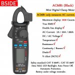 Mini Digitaalsed Tangm&otilde;&otilde;turid ACM Seeria True RMS DC AC Voolu Pinge Oomi Temperatuur Mahtuvuse Hz NCV Tester Ammeter Multimeeter ACM81 must