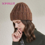 SOMALER Talvised kootud m&uuml;tsid naistele Soojad mansettidega mood T&uuml;drukute kapotid Elegantsed v&auml;rvilised vabaaja uued kaubam&auml;rgiga naiste Gorros nokam&uuml;tsid