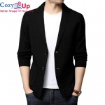 Cozy Up New Item Meeste pikkade varrukatega V-kaelusega kampsun &Uuml;herealine kampsun Moodne M must