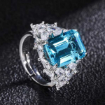 SACE GEMS Klassikaline retrostiilis vasesulamist 10*14mm sinine tsirkoonist s&otilde;rmus naiste ehted pulmalubaduse peokink open