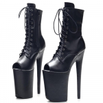 Stripper 9-tolline k&otilde;rge kontsaga platvorm, gooti stiilis pooltantsu pits Peep Toe pahkluu k&otilde;rged saapad, kohandatud v&auml;rvid, suurus 36-40 36 matt must v&auml;rv