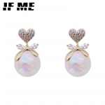 IF ME Gold Pearl Stud k&otilde;rvar&otilde;ngad Elegantsed kristallist s&uuml;damega k&otilde;rvar&otilde;ngad naistele Ehted Aksessuaarid