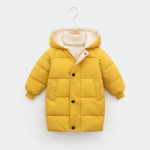Moodne laste sulejope Talvine &uuml;hev&auml;rviline mantel Baby puuvillast polsterdatud mantel 100cm kollane