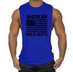 Meeste avatud k&uuml;ljega jooksuvest vabaaja sportlik suvine mood singlid puuvillased j&otilde;usaaliriided kulturismi varrukateta s&auml;rk M sinine