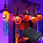 10 jalga Halloweeni rippuv valgusk&otilde;rvitsakujuline LED kummituslamp akutoitega rippuv v&auml;rviline kummitus mitmev&auml;rviline