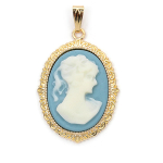 Les Tr&eacute;sors De Lily [R3894] - kullatud ripats  Cameo  kuldsinine - 30x25 mm sinine
