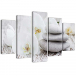 Feeby Five-osa pildil&otilde;uenditr&uuml;kk, valge zen-orhidee ja kivid 100x70 beež