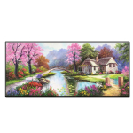 Teemanttikandid V&auml;ike sild ja voolavad veeinimesed, unistav maastik 5D DIY Teemantmaal Teemantmosaiik toakaunistus Full Round 20x40CM