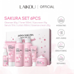 LAIKOU Sakura n&auml;opesuseerum 6 tk/komplekt nahahoolduse kinkekarp Brighten Skin Tone Moisturizer Vananemisvastane 6pcs/Box