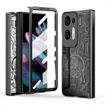 Kest For Oppo Find N2 &Uuml;mbris L&auml;bipaistev Katmine Hing Mehaaniline Muster Esiekraani Klaas Tagakaas For Oppo Find N2 5g Capa For OPPO Find N2 must