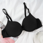 Kogutud rinnahoidja naistele Sexy Deep V rinnahoidja Push Up Lingerie AB Cup Bralette Intimate Bras Seljata aluspesu 34/75AB must